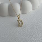 Özel Seri Zirkon Taşlı D Harf Minimal Gold Kolye