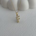 Özel Seri Zirkon Taşlı F Harf Minimal Gold Kolye