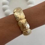 Özel Seri Desenli Geometrik Tasarım Gold Kelepçe Bileklik