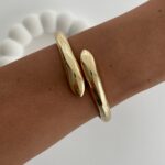 Özel Seri İnce Damla Tasarım Gold Kelepçe Bileklik
