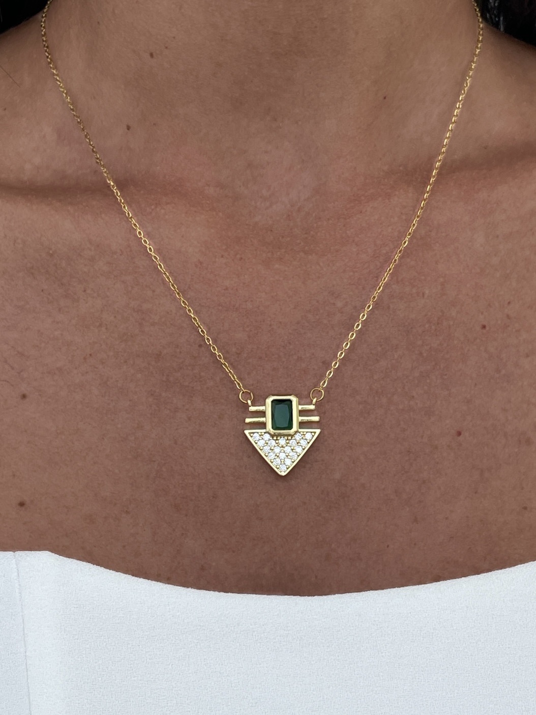 img_5496-1 Özel Seri Zirkon & Yeşil Taşlı Marka Model Serenay Gold Kolye