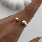 Özel Seri Büyük Küçük Top Tasarım Ayarlanabilir Gold Yüzük