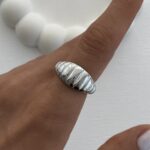 Özel Seri Geometrik Tasarım Gümüş Ayarlanabilir Yüzük