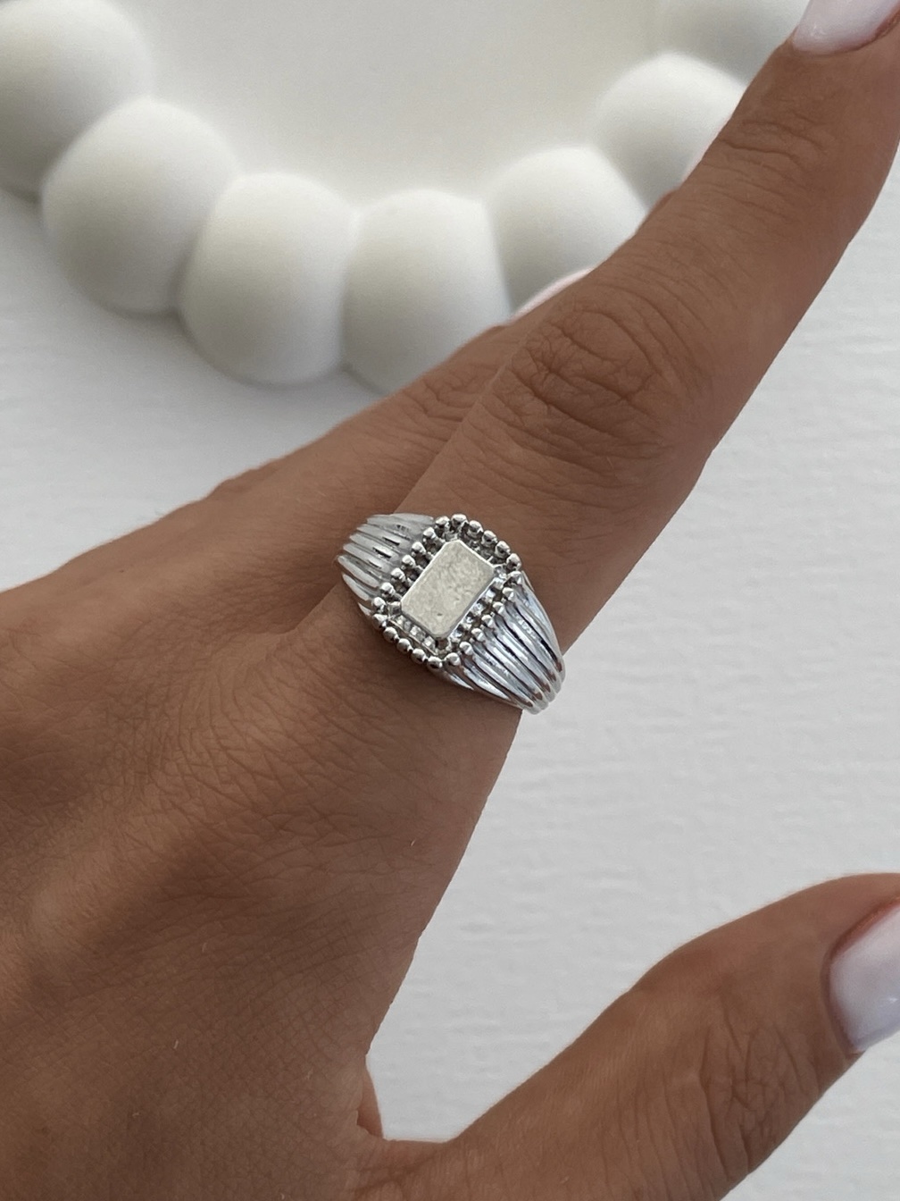 img_5496 Özel Seri Tırtık Model Gümüş Ayarlanabilir Şövalye Yüzük