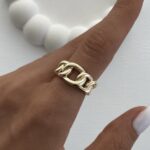 Özel Seri Örgü Tasarım Gold Ayarlanabilir Yüzük