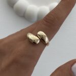 Özel Seri İkili İnce Damla Tasarım Gold Ayarlanabilir Yüzük