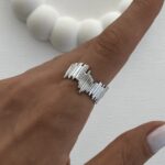 Özel Seri Zirkon Taşlı Geometrik Tasarım Ayarlanabilir Gümüş Yüzük