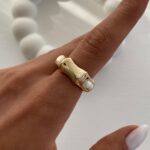 Özel Seri Simit Tasarım Gold Ayarlanabilir Yüzük
