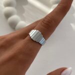 Özel Seri Geometrik Desen Gümüş Ayarlanabilir Yüzük