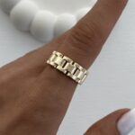 Özel Seri Kordon Tasarım Gold Ayarlanabilir Yüzük