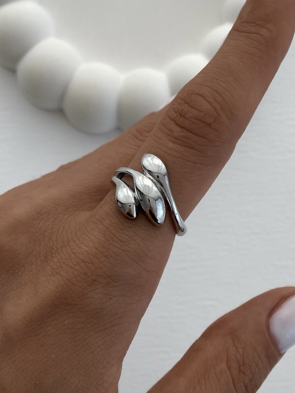 img_5496 Özel Seri Üçlü Damla Tasarım Gümüş Ayarlanabilir Yüzük