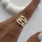 Özel Seri Dört Damla Tasarım Gold Ayarlanabilir Yüzük