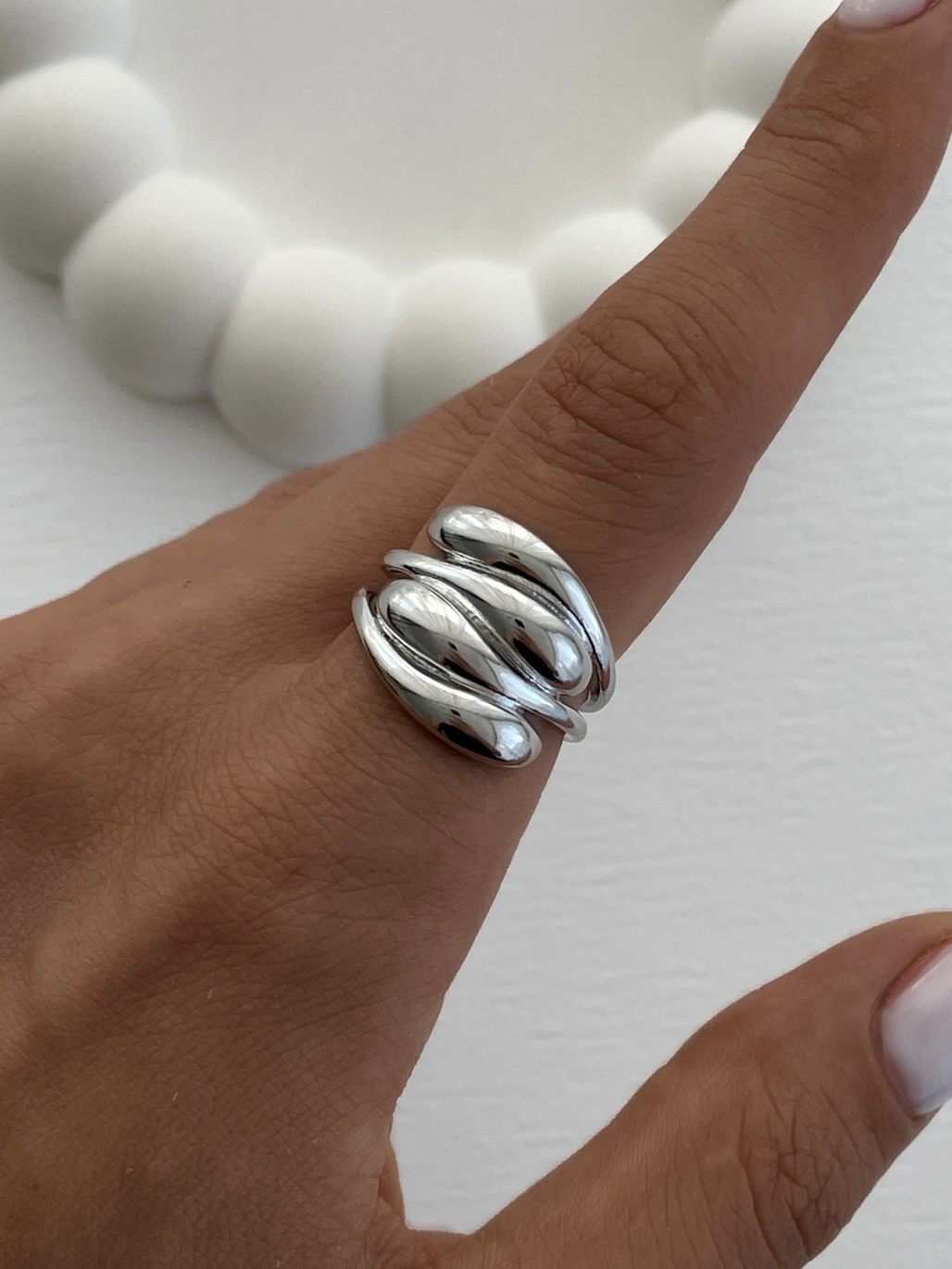 img_5496 Özel Seri Dört Damla Tasarım Gümüş Ayarlanabilir Yüzük