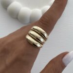Özel Seri Üçlü Bubble Gold Ayarlanabilir Yüzük