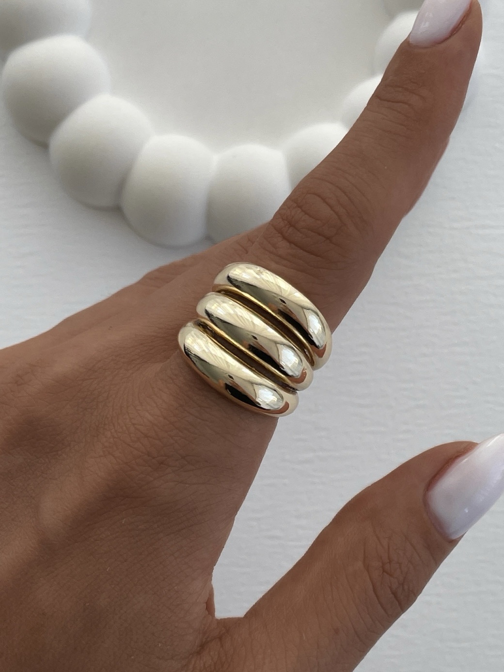 img_5496 Özel Seri Üçlü Bubble Gold Ayarlanabilir Yüzük