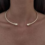 Özel Seri İki Ucu Zirkon Taşlı Gold Choker Kolye