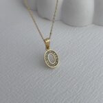 Özel Seri Zirkon Taşlı O Harf Minimal Gold Kolye