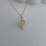 Özel Seri Zirkon Taşlı P Harf Minimal Gold Kolye