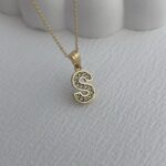 Özel Seri Zirkon Taşlı S Harf Minimal Gold Kolye