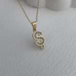 Özel Seri Zirkon Taşlı Ş Harf Minimal Gold Kolye