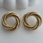 Özel Seri Desenli Gül Tasarım Büyük Boy Gold Küpe