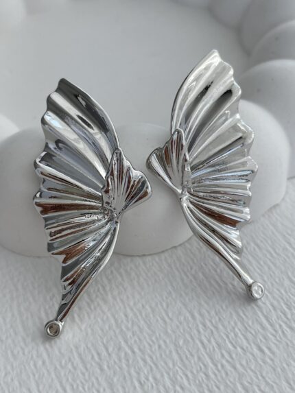 Özel Seri Melek Kanadı Tasarım Gümüş Küpe