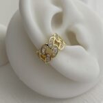Özel Seri Zirkon Taşlı Gurmet Tasarım Gold Earcuff