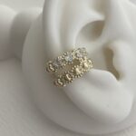 Özel Seri Zirkon Taşlı Kalp Tasarım Gold Earcuff