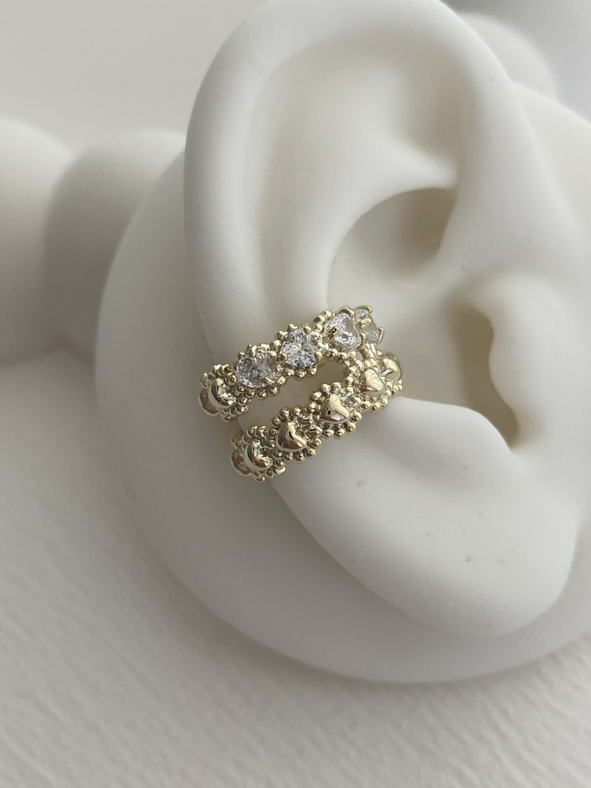 img_7212 Özel Seri Zirkon Taşlı Kalp Tasarım Gold Earcuff