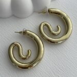 Özel Seri Geometrik Tasarım Pinterest Gold Küpe