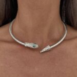 Özel Seri Zirkon Taşlı Yılan Tasarım Gümüş Choker Kolye