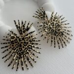 Özel Seri Leopar Desen Maksi Boy Gold Küpe