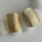 Özel Seri Tırtık Desen Geometrik Tasarım Gold Küpe