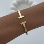 Çelik T Tasarım Gold Kelepçe Bileklik