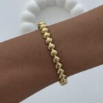 Çelik Kalp Tasarım Gold Kelepçe Bileklik