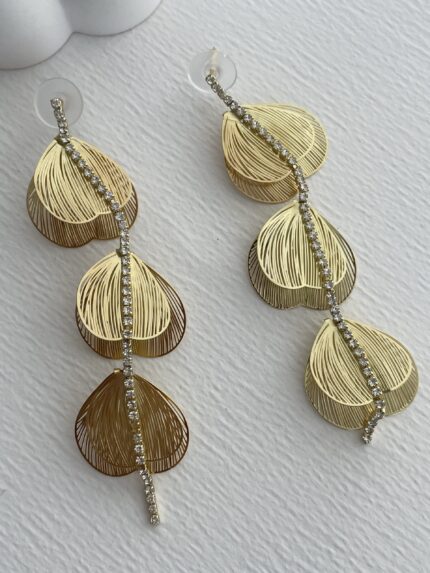 Özel Seri Zirkon Taşlı Marka Model Gold Sallantılı Küpe