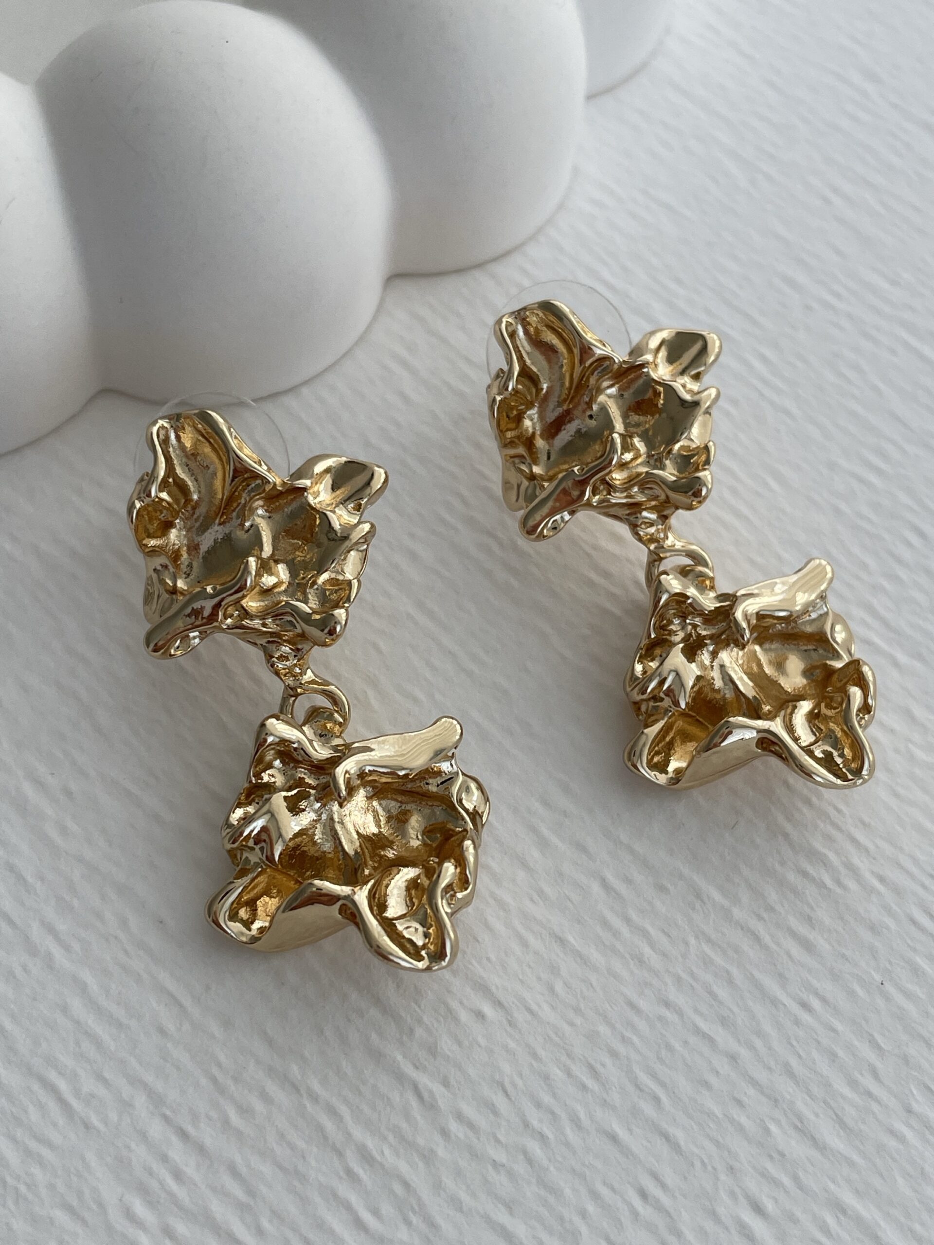 img_2061 Özel Seri Soyut Çiçek Tasarım Gold Küpe