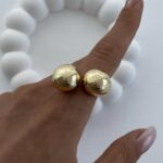 Özel Seri İkili Damla Tasarım Orta Ayarlanabilir Gold Yüzük