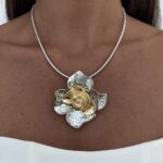 Özel Seri Çiçek Tasarım Gold & Gümüş Kolye