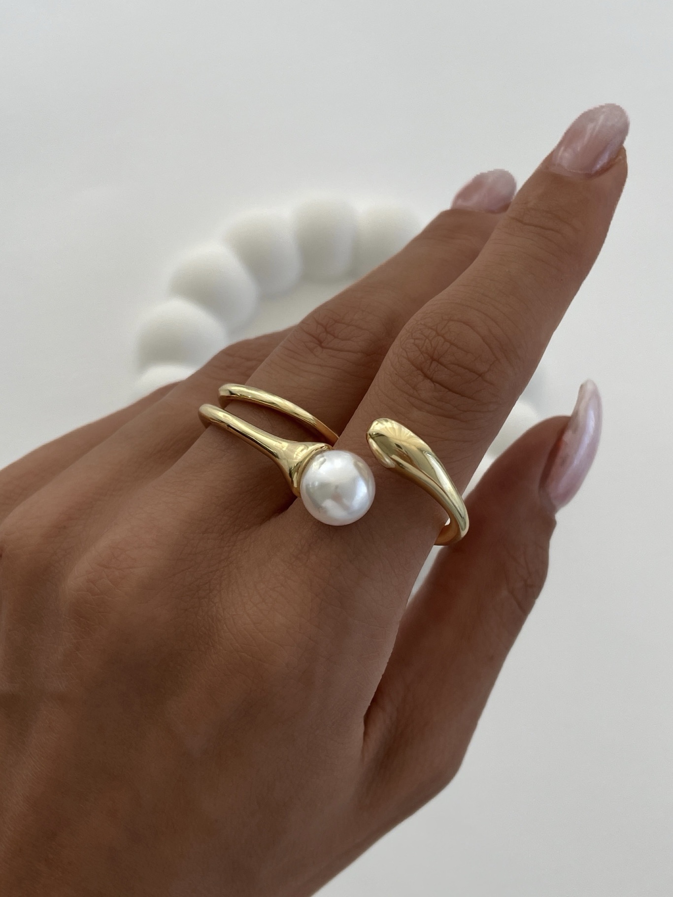 img_3981 Özel Seri İncili Geometrik Tasarım İkili Parmak Geçmeli Gold Yüzük