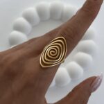 Özel Seri Geometrik Tasarım Vintage Ayarlanabilir Gold Yüzük