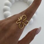 Özel Seri Çiçek Tasarım Vintage Ayarlanabilir Gold Yüzük