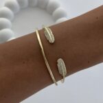 Özel Seri Zirkon Taşlı Yaprak Tasarım İkili Gold Ayarlanabilir Bileklik
