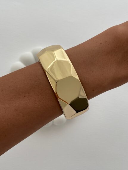 Özel Seri Geometrik Tasarım Gold Kelepçe Bileklik