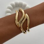 Özel Seri İçi Boş Damla Tasarım Gold Kelepçe Bileklik