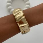 Özel Seri Tırtık Tasarım Gold Kelepçe Bileklik