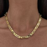 Özel Seri Gold Dikdörtgen Figaro Zincir Kolye