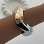 Özel Seri Gold & Gümüş Geometrik Tasarım Kelepçe Bileklik