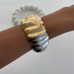 Özel Seri Gold & Gümüş Geometrik Tasarım Kelepçe Bileklik