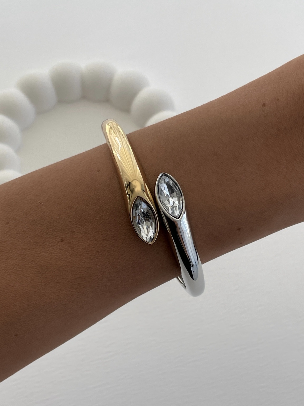 img_8276 Özel Seri Gold & Gümüş Geometrik Tasarım Kelepçe Bileklik